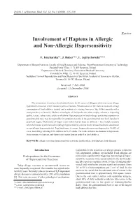 Involvement of Haptens in Allergic and Non-Allergic Hypersensitivity