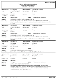 Planning Applications Decided Under Delegated Powers Between 01/09/2017 and 08/10/2017
