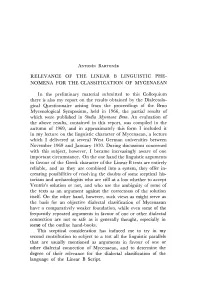 Relevance of the Linear B Linguistic Phenomena for the Classification Of