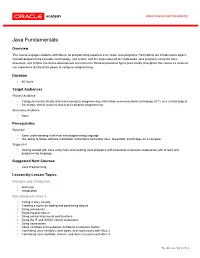 Course Description Java Fundamentals V5