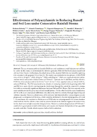 Effectiveness of Polyacrylamide in Reducing Runoff and Soil Loss Under Consecutive Rainfall Storms
