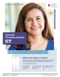Essential Thrombocythemia ET