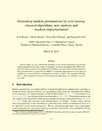 Generating Random Permutations by Coin-Tossing: Classical Algorithms, New Analysis and Modern Implementation