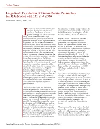 Large-Scale Calculation of Fission Barrier Parameters for 5254 Nuclei with 171 ≤ a ≤ 330