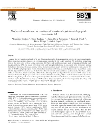 Modes of Membrane Interaction of a Natural Cysteine-Rich Peptide: Viscotoxin A3