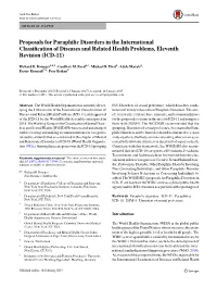 Proposals for Paraphilic Disorders in the International Classification Of