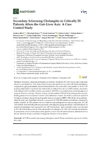 Secondary Sclerosing Cholangitis in Critically Ill Patients Alters the Gut–Liver Axis: a Case Control Study