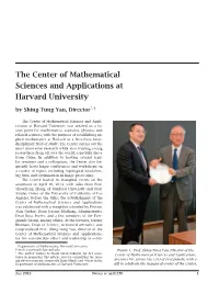 The Center of Mathematical Sciences and Applications at Harvard University by Shing-Tung Yau, Director*,†