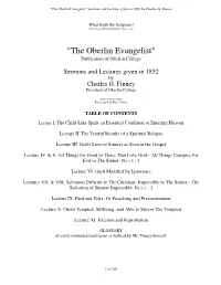 "The Oberlin Evangelist" Sermons and Lectures Given in 1852 by Charles G