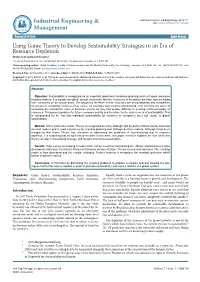 Using Game Theory to Develop Sustainability Strategies in an Era