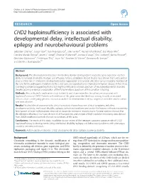 CHD2 Haploinsufficiency Is Associated with Developmental Delay