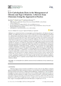 Low-Carbohydrate Diets in the Management of Obesity and Type 2 Diabetes: a Review from Clinicians Using the Approach in Practice