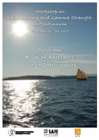 Program Book of Abstracts List of Participants