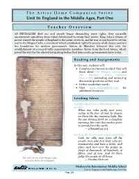 Unit 16: England in the Middle Ages, Part One