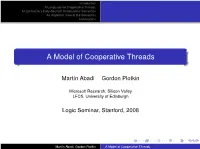 A Model of Cooperative Threads