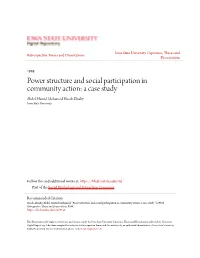 Power Structure and Social Participation in Community Action: a Case Study Abdel-Hamid Mohamed Hasab-Elnaby Iowa State University