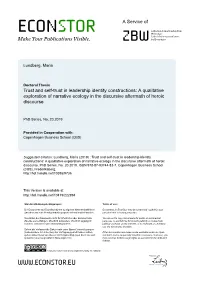 Trust and Self-Trust in Leadership Identity Constructions: a Qualitative Exploration of Narrative Ecology in the Discursive Aftermath of Heroic Discourse