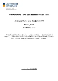 Andreas Hofer Und Das Jahr 1809