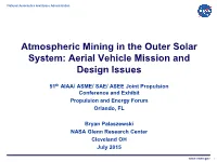 Atmospheric Mining in the Outer Solar System (AMOSS): JPC 2011 Paper