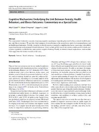 Cognitive Mechanisms Underlying the Link Between Anxiety, Health Behaviors, and Illness Outcomes: Commentary on a Special Issue