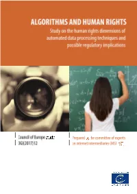 Council of Europe Study Algorithms and Human Rights