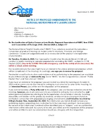 Notice of Proposed Amendments to the National Motor Freight Classification®
