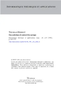 On a Subclass of Context-Free Groups Informatique Théorique Et Applications, Tome 25, No 3 (1991), P