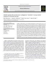 'Polygynous' Mammal: Mating System Variation in Neotoma Fuscipes