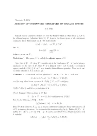 Adjoint of Unbounded Operators on Banach Spaces