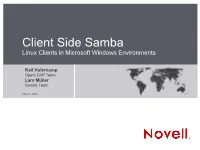 Client Side Samba Linux Clients in Microsoft Windows Environments