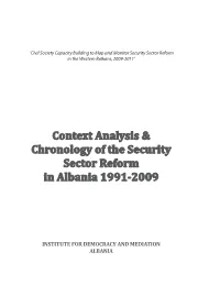 Context Analysis & Chronology of the Security Sector Reform in Albania