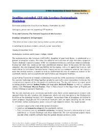Deadline Extended: CFP Ada Lovelace Postgraduate Workshop