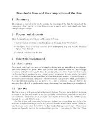 Fraunhofer Lines and the Composition of the Sun 1 Summary 2 Papers and Datasets 3 Scientific Background