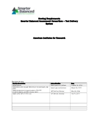 Hosting Requirements Smarter Balanced Assessment Consortium – Test Delivery System