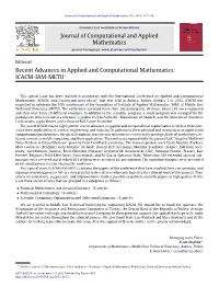 Recent Advances in Applied and Computational Mathematics: ICACM-IAM-METU✩
