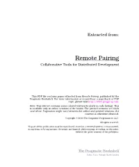 Remote Pairing Collaborative Tools for Distributed Development