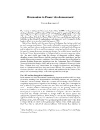 Brazauskas in Power: an Assessment