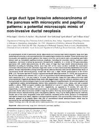 Large Duct Type Invasive Adenocarcinoma of the Pancreas with Microcystic and Papillary Patterns: a Potential Microscopic Mimic of Non-Invasive Ductal Neoplasia