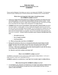 Medication Guide Smallpox Vaccine, Live ACAM2000