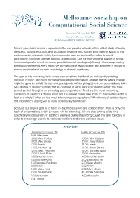 Melbourne Workshop on Computational Social Science