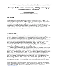 Prosody in the Production and Processing of L2 Spoken Language and Implications for Assessment