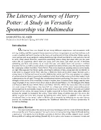The Literacy Journey of Harry Potter: a Study in Versatile Sponsorship Via Multimedia