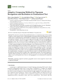 Adaptive Geoparsing Method for Toponym Recognition and Resolution in Unstructured Text