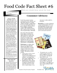 Food Code Fact Sheet #6 What You Should Know About the Code