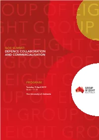 Go8 Defence Collaboration and Commercialisation Summit