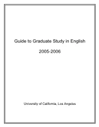 Guide to Graduate Study in English 2005-2006