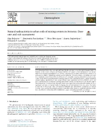 Natural Radioactivity in Urban Soils of Mining Centers in Armenia: Dose Rate and Risk Assessment