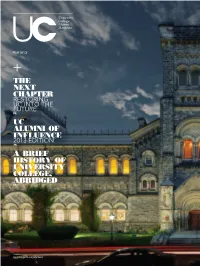The Next Chapter Uc Alumni of Influence a Brief History of University College, Abridged