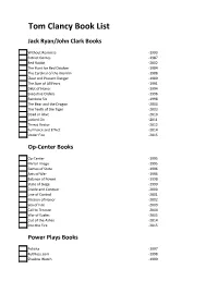 Tom Clancy Book List