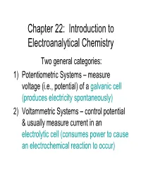 Chapter 22: Introduction to Electroanalytical Chemistry